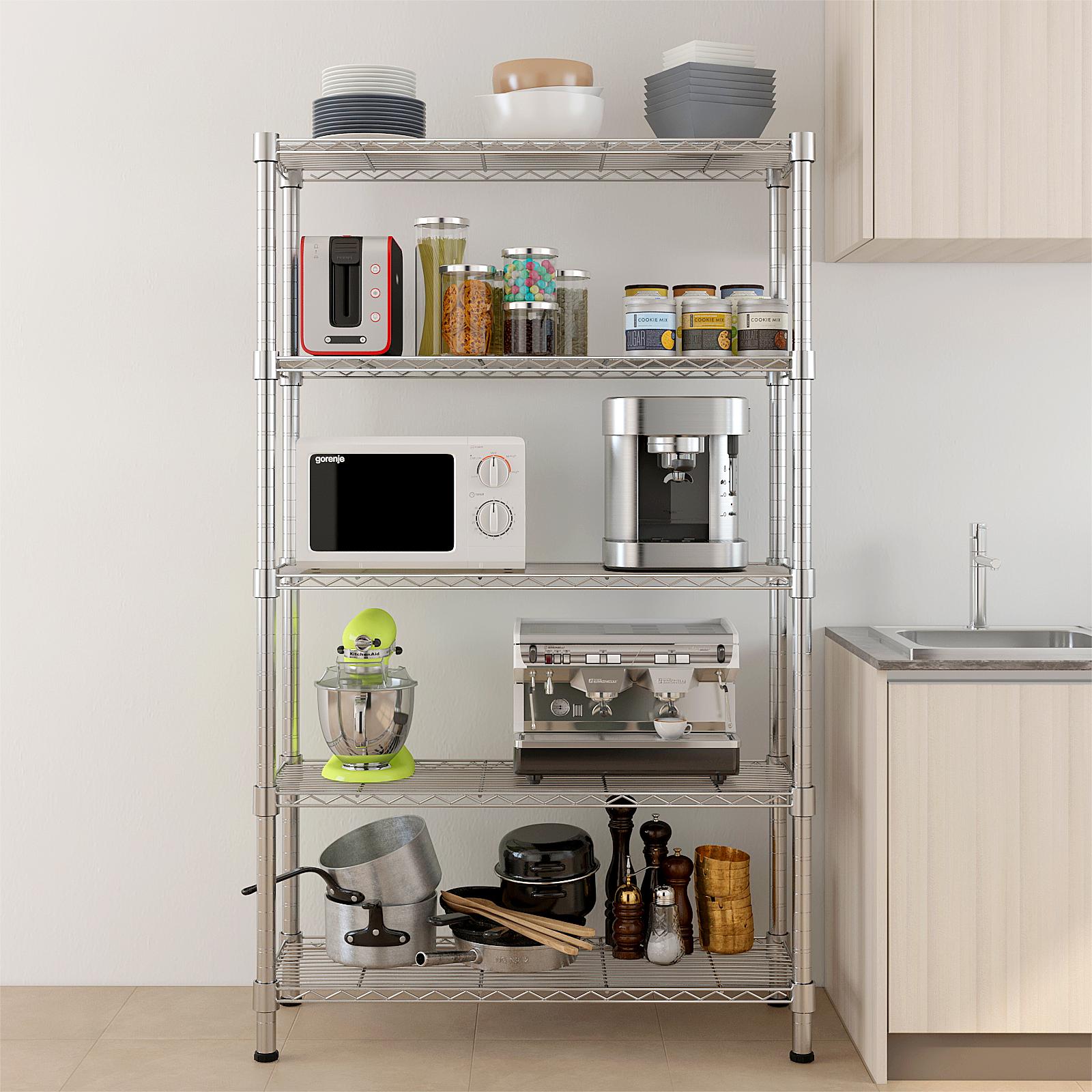 5‑Tier Storage Shelves Silver  - đánh giá và giá Kitchen Appliances Warehouse