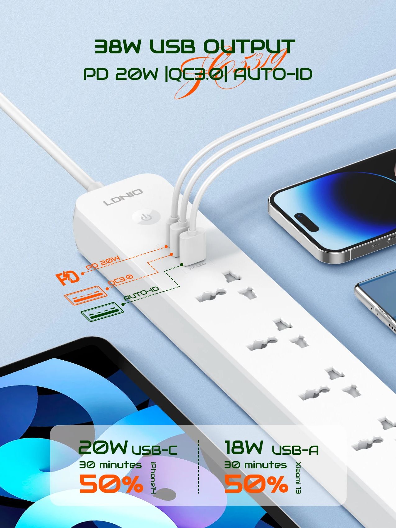 LDNIO 2500W Power Strip with 5 - đánh giá và giá Kitchen Appliances Uk